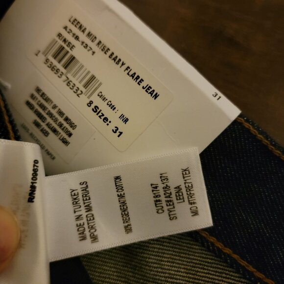 Agolde Leena Mid Rise Baby Flare Jeans Womens 27 Dark Wash Denim Country Western - Picture 4 of 7